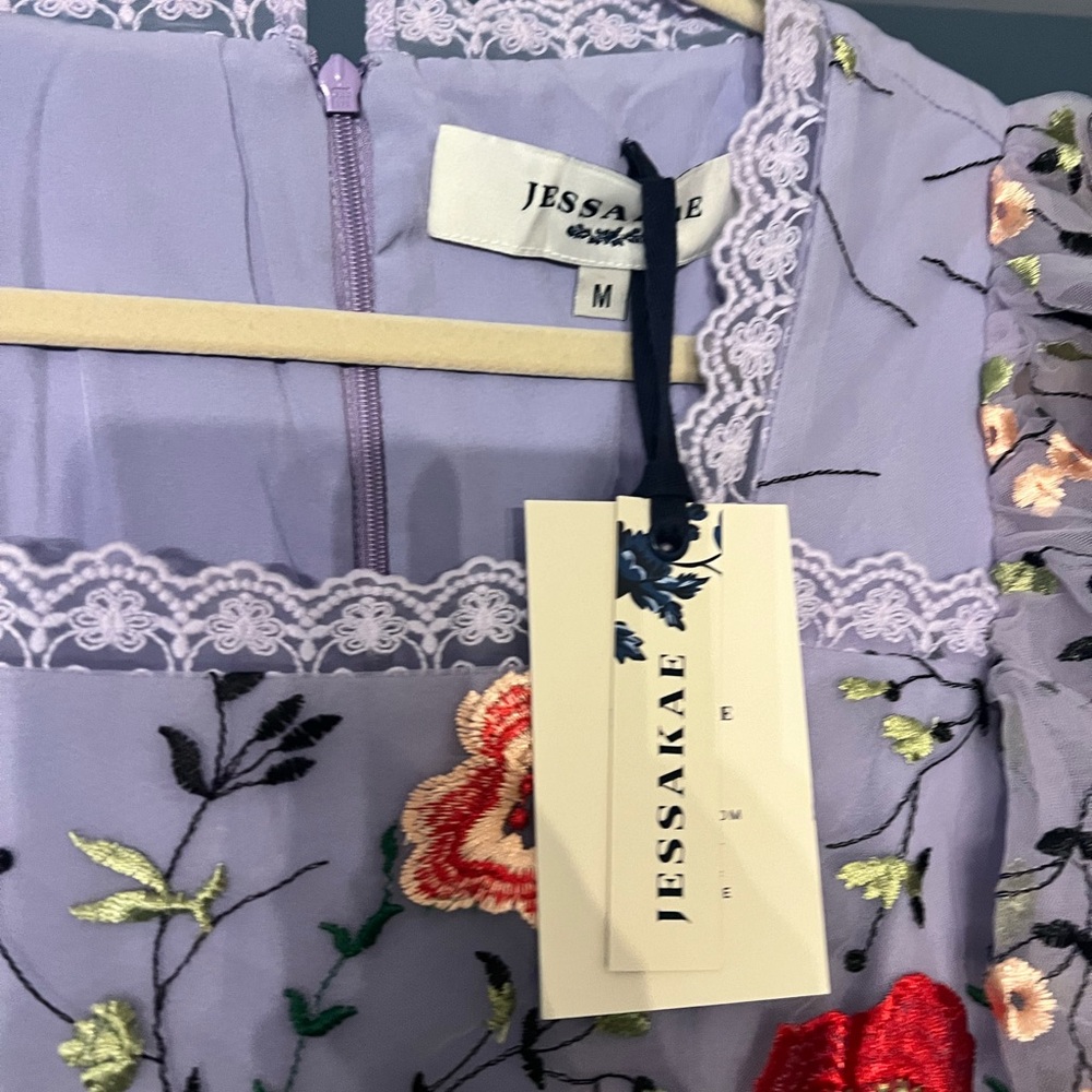 JessaKae Lavender Floral Embroidered Midi Dress - Picture 7 of 8